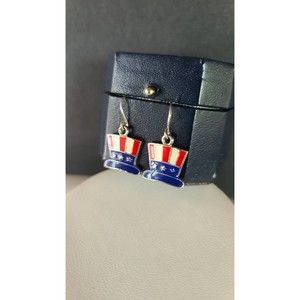 American Flag Hat Shaped Dangling Earrings